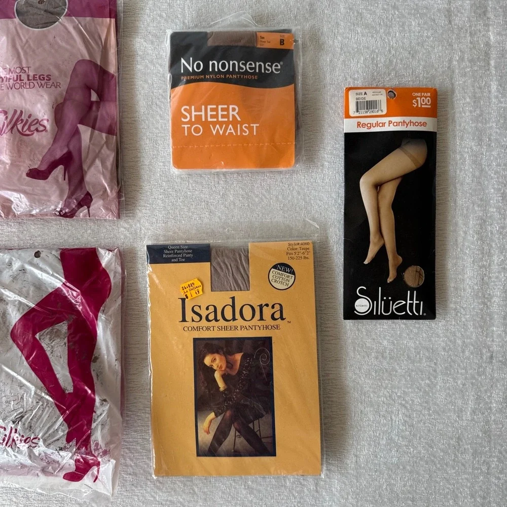 9pc Y2k NOS Pantyhose Lot Silkies Isadora No Nonsense Hosiery 9‎ Pair